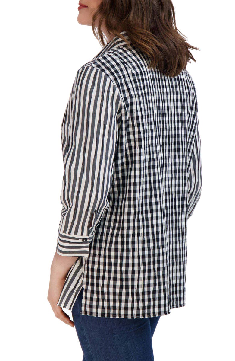 Foxcroft Sophie Crinkle Stripe Cotton Blend Popover Shirt, Alternate, color, 