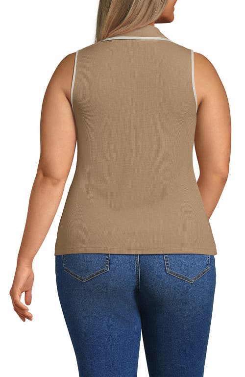 Lands' End Drapey Rib Sleeveless Johnny Collar Polo Shirt