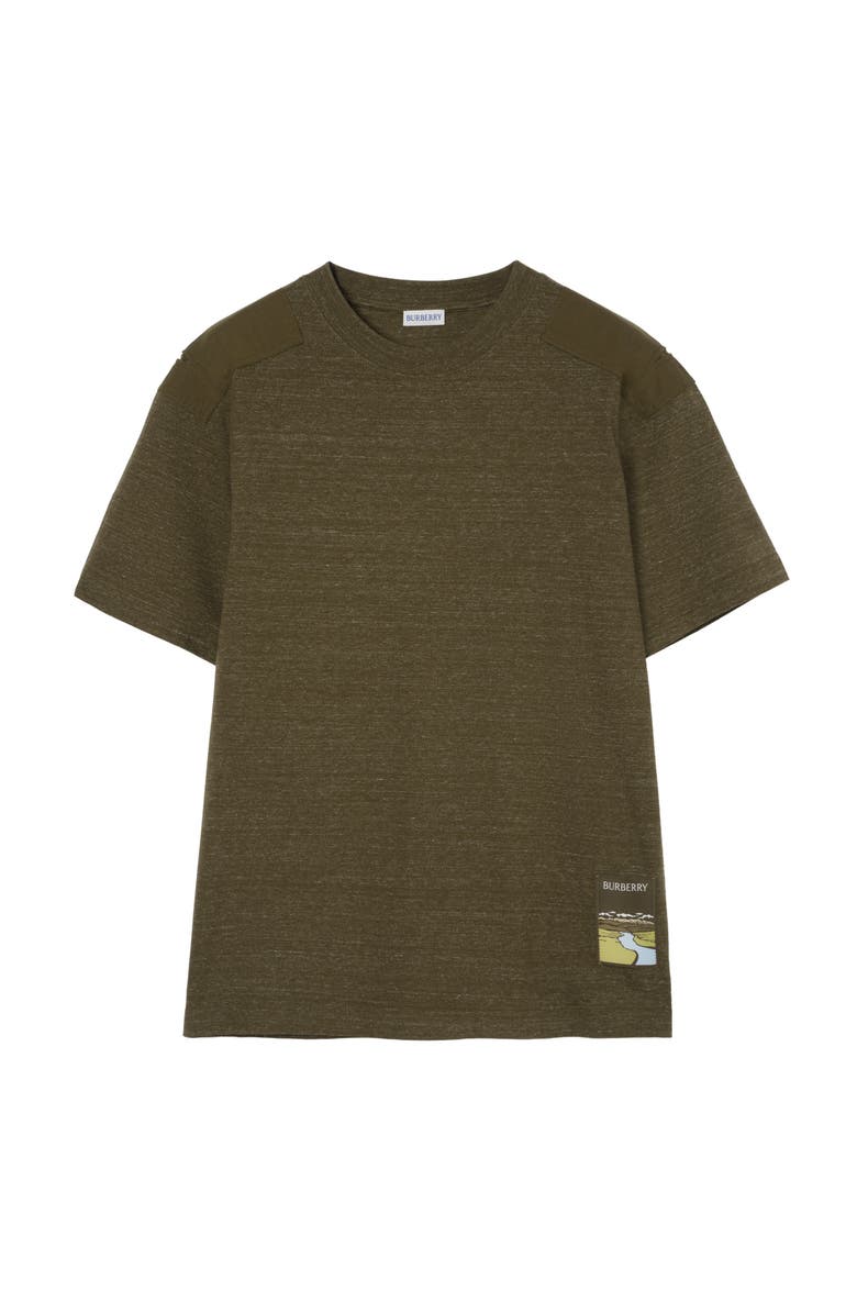 Burberry Landscape Label Cotton T-shirt, Main, color, Thorn Green Melange