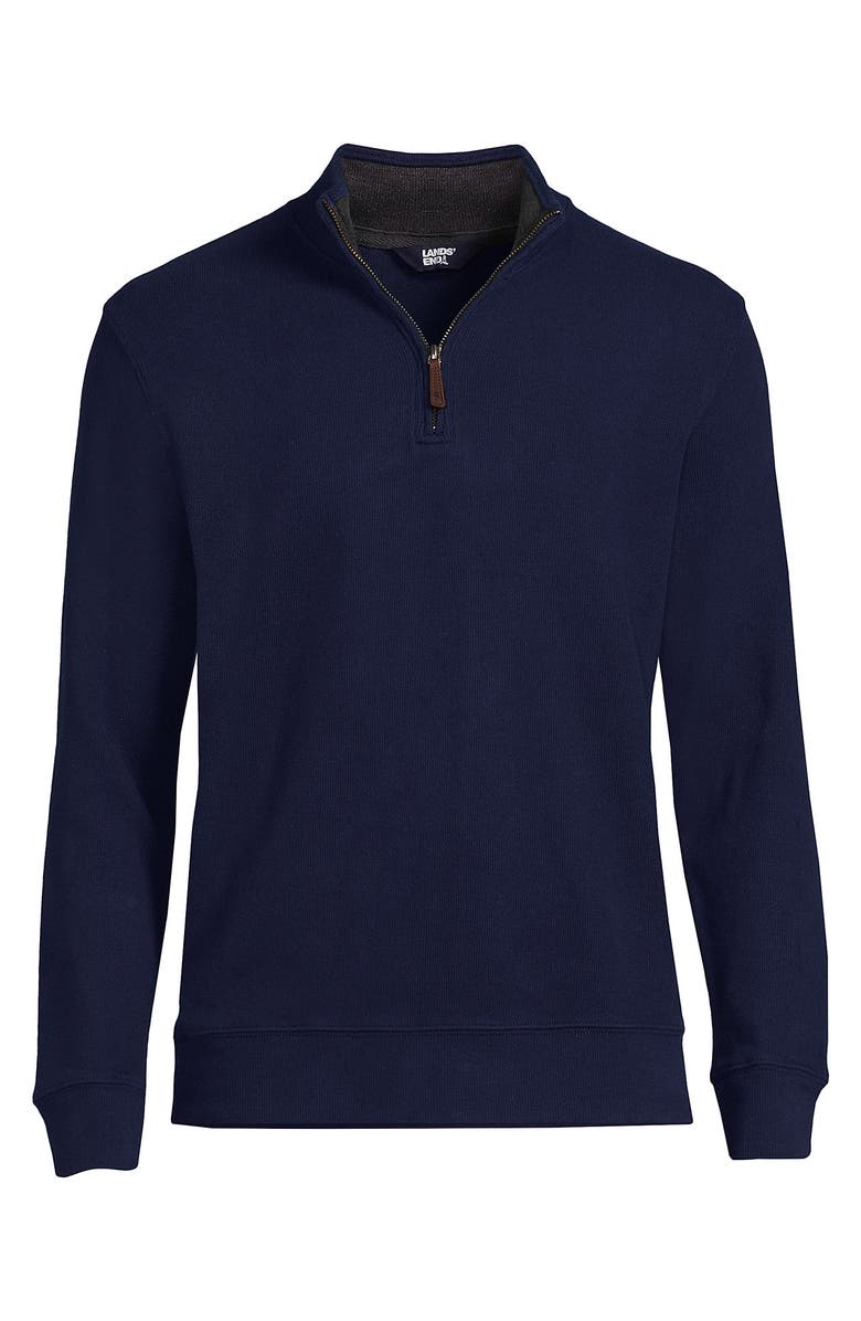 Lands
End Bedford Rib Quarter Zip Sweater, Alternate, color, Radiant Navy