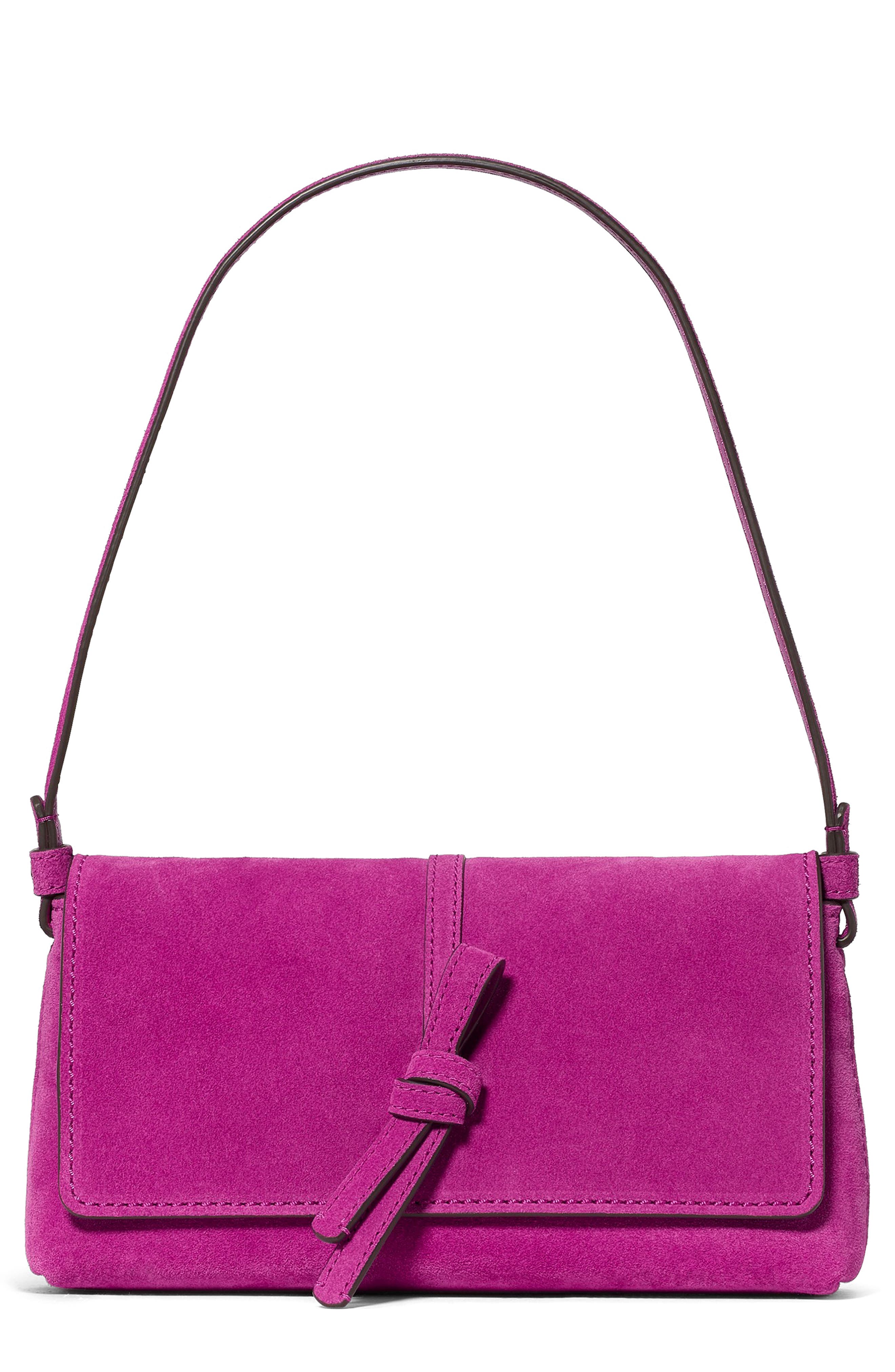 Loop Leather & Suede Shoulder Bag, Main, color, BEET