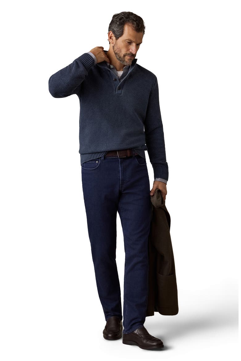 Sunwashed Dockside Quarter Button Sweater, Alternate, color, ABYSS NAVY