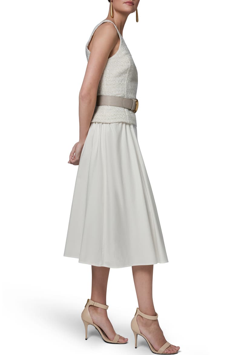 Belted A-Line Midi Dress, Alternate, color, CREAM