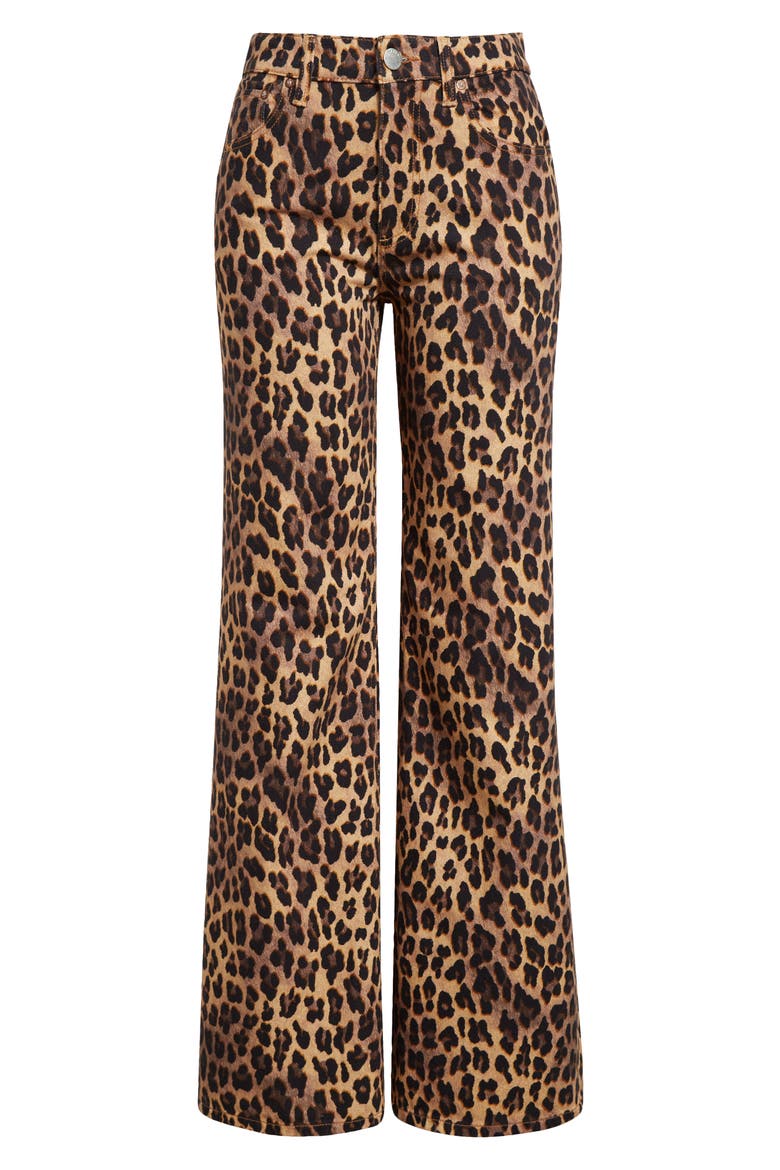 Print High Waist Flare Jeans, Alternate, color, LEOPARD