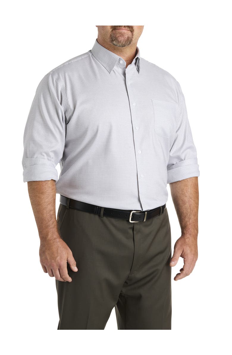 Oak Hill Premium by DXL Big & Tall Textured Check Patterned Dress Shirt, Alternate, color, White
