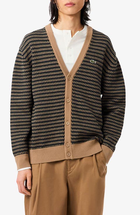 Striped Organic Cotton Blend Cardigan