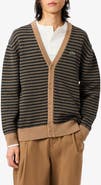 Lacoste Striped Organic Cotton Blend Cardigan