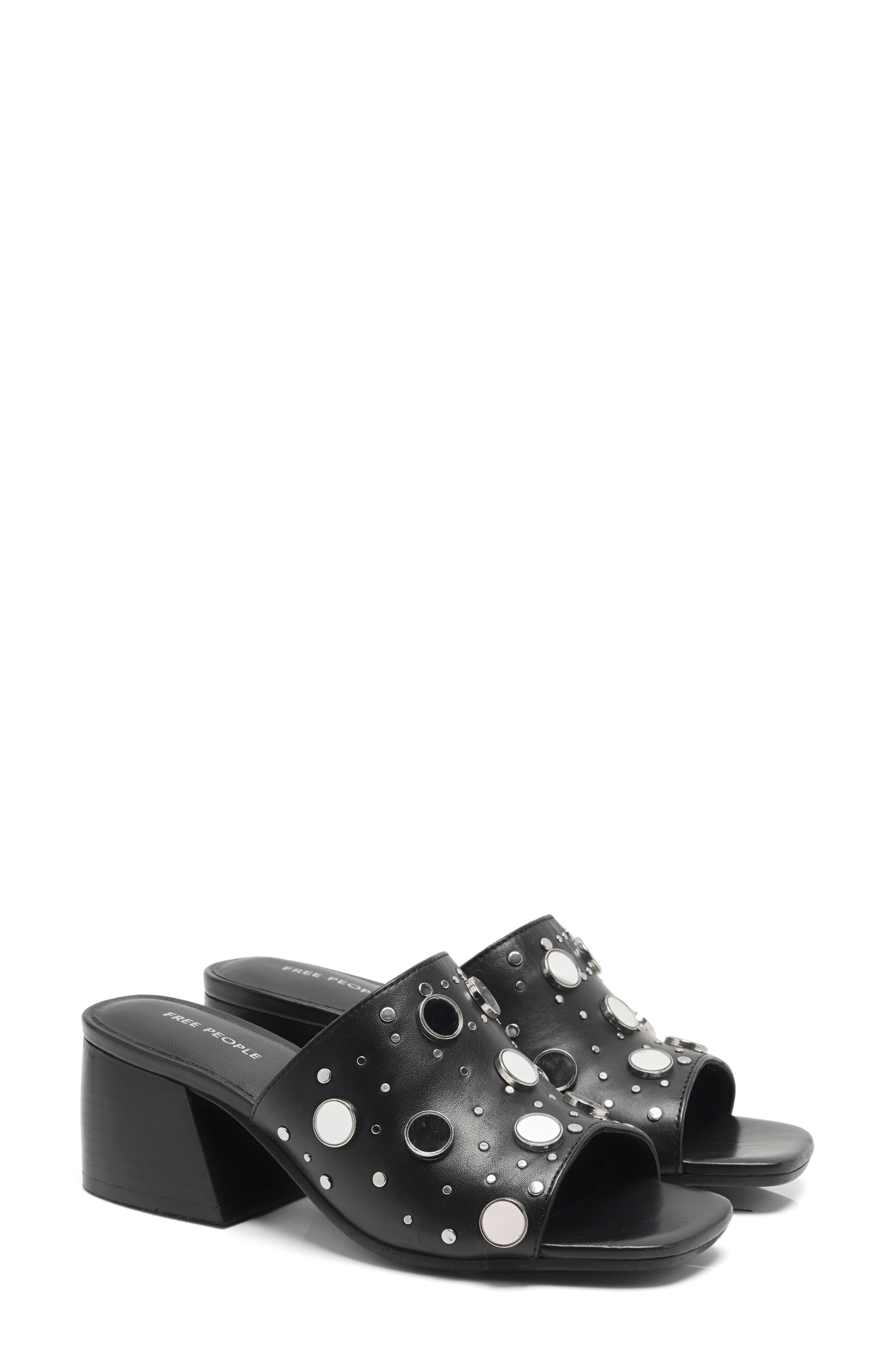 Free People Mirage Block Heel Sandal, Alternate, color, Black Leather