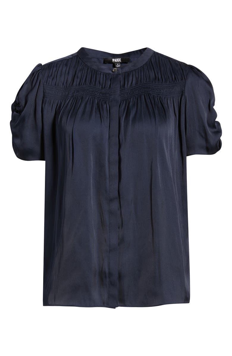 PAIGE Satin Button-Up Shirt, Main, color, Deep Navy