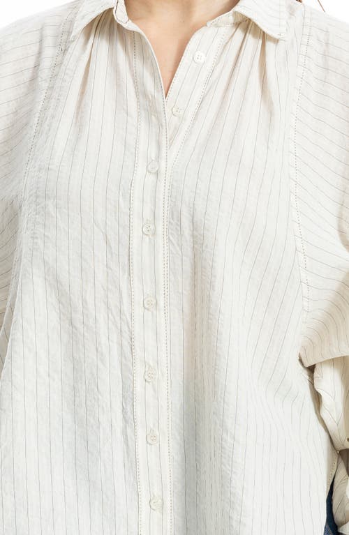 Max Studio Pinstripe Button-up Shirt In White