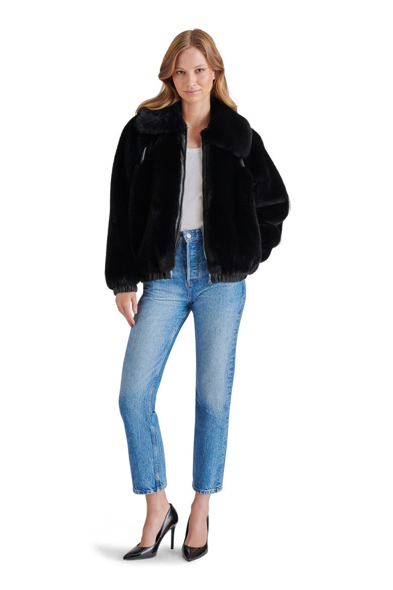 Zephrine Faux Fur Jacket, Alternate, color, BLACK