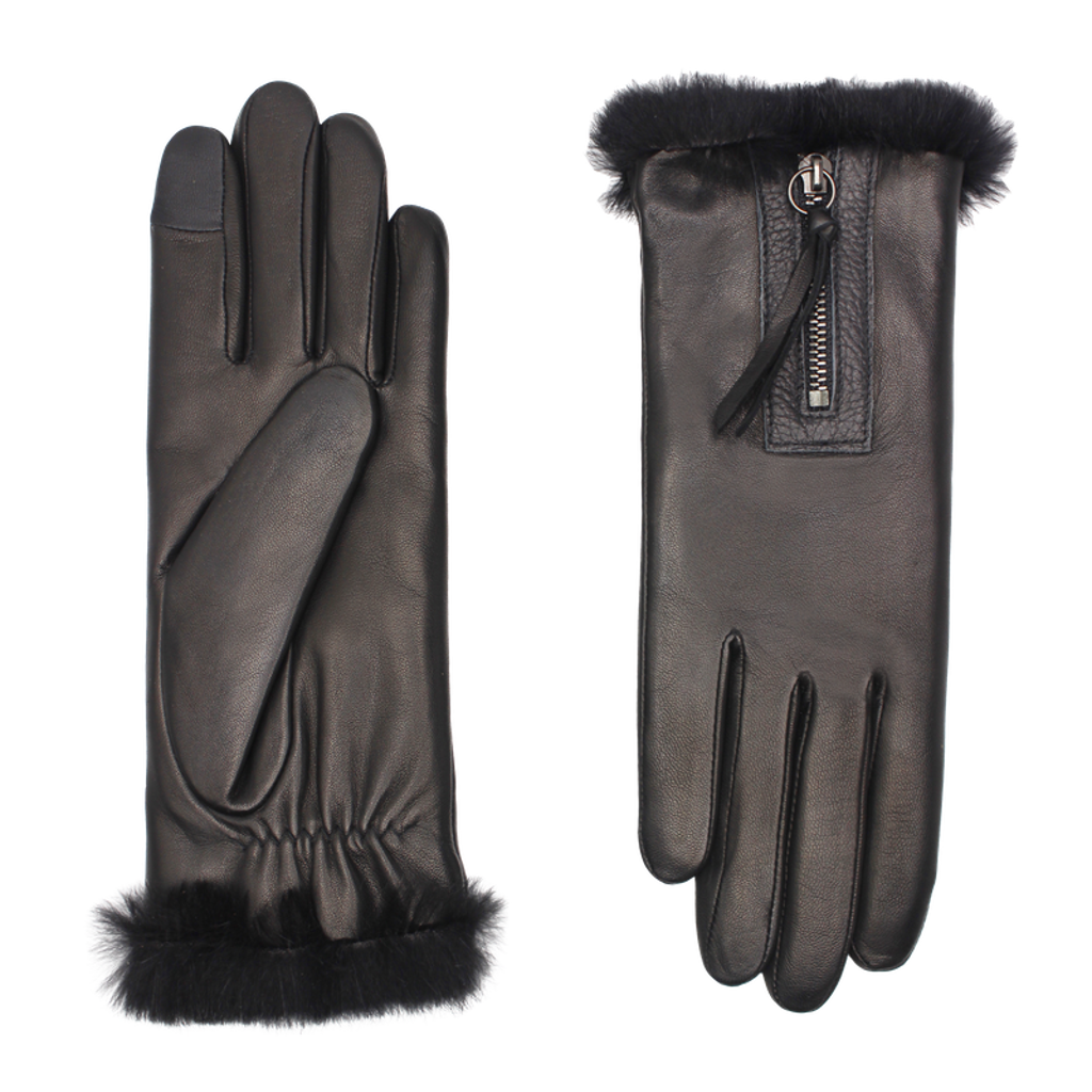 Agnelle Marina Lambskin Glove Lined In Black