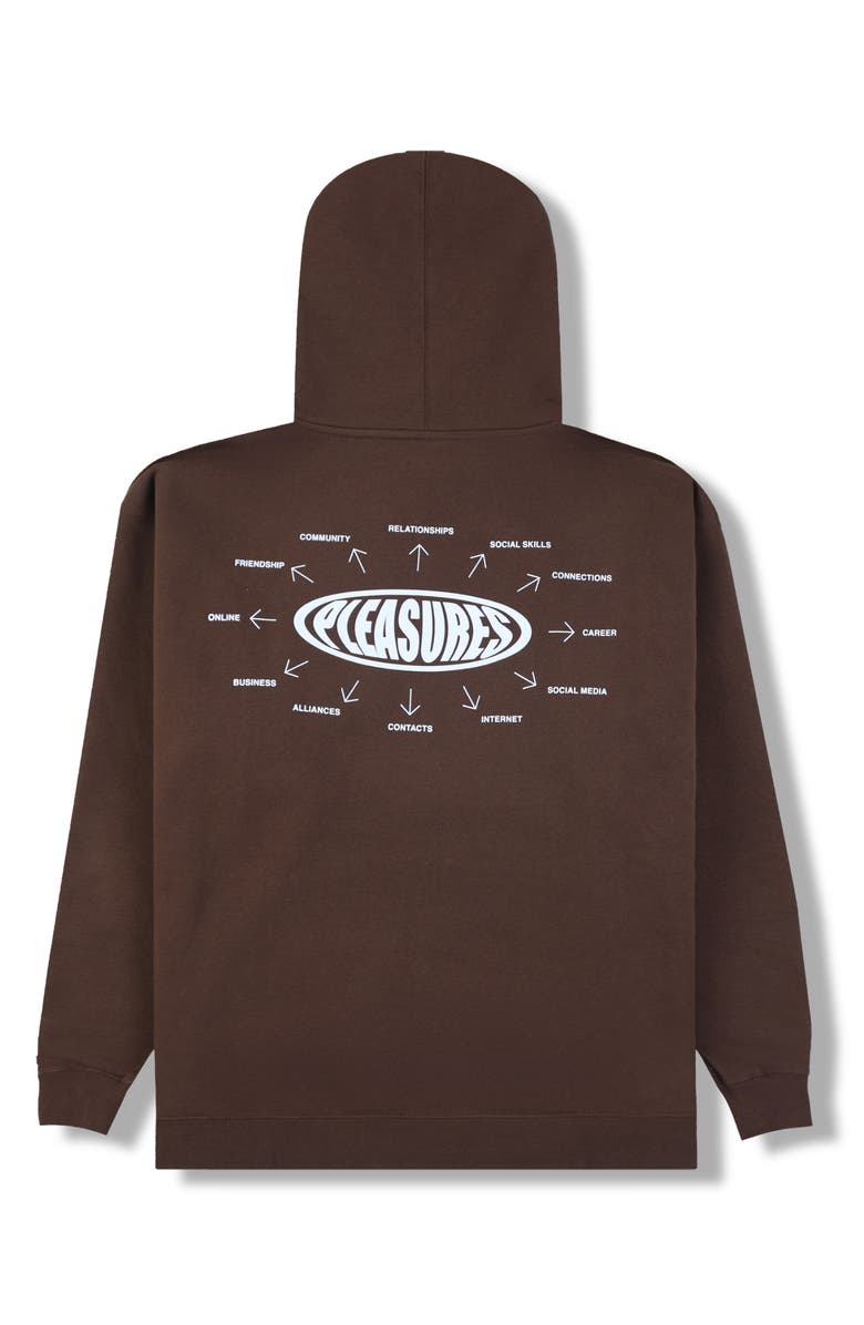 PLEASURES Overview Logo Graphic Hoodie, Alternate, color, Brown