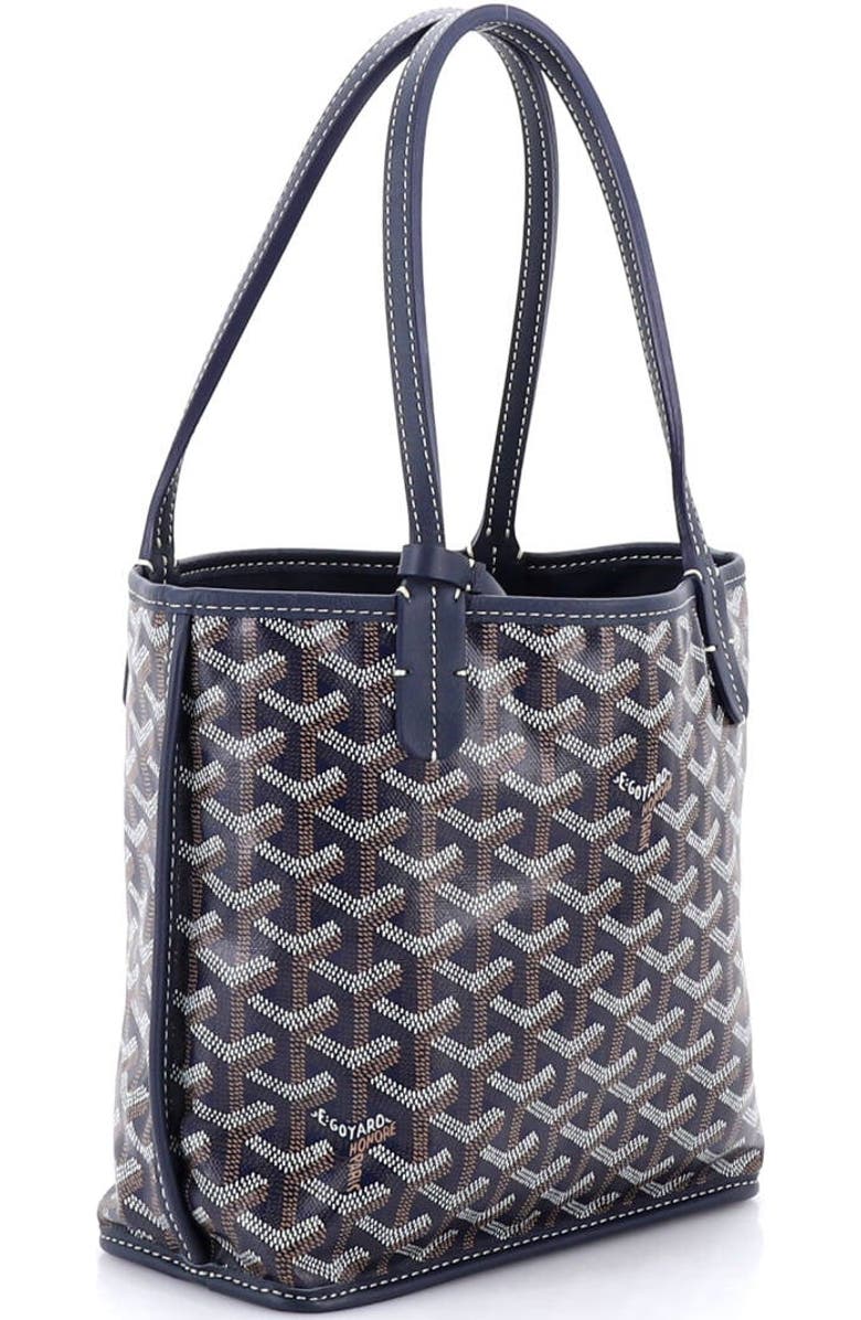 Pre-Owned Goyard Anjou Reversible Tote Coated Canvas Mini, Alternate, color, Blue