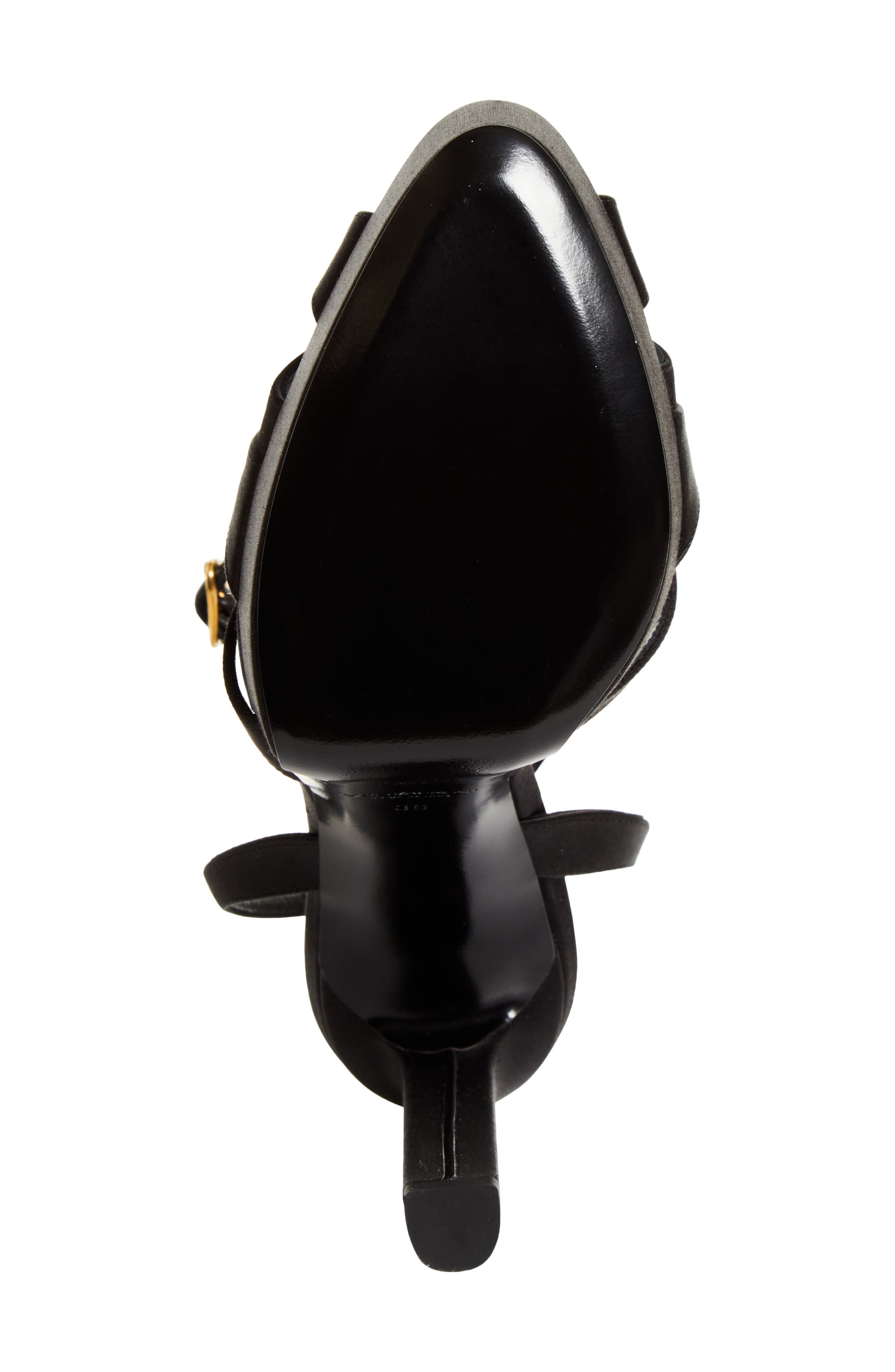 Saint Laurent Chandelle Ankle Strap Platform Sandal, Alternate, color, Black