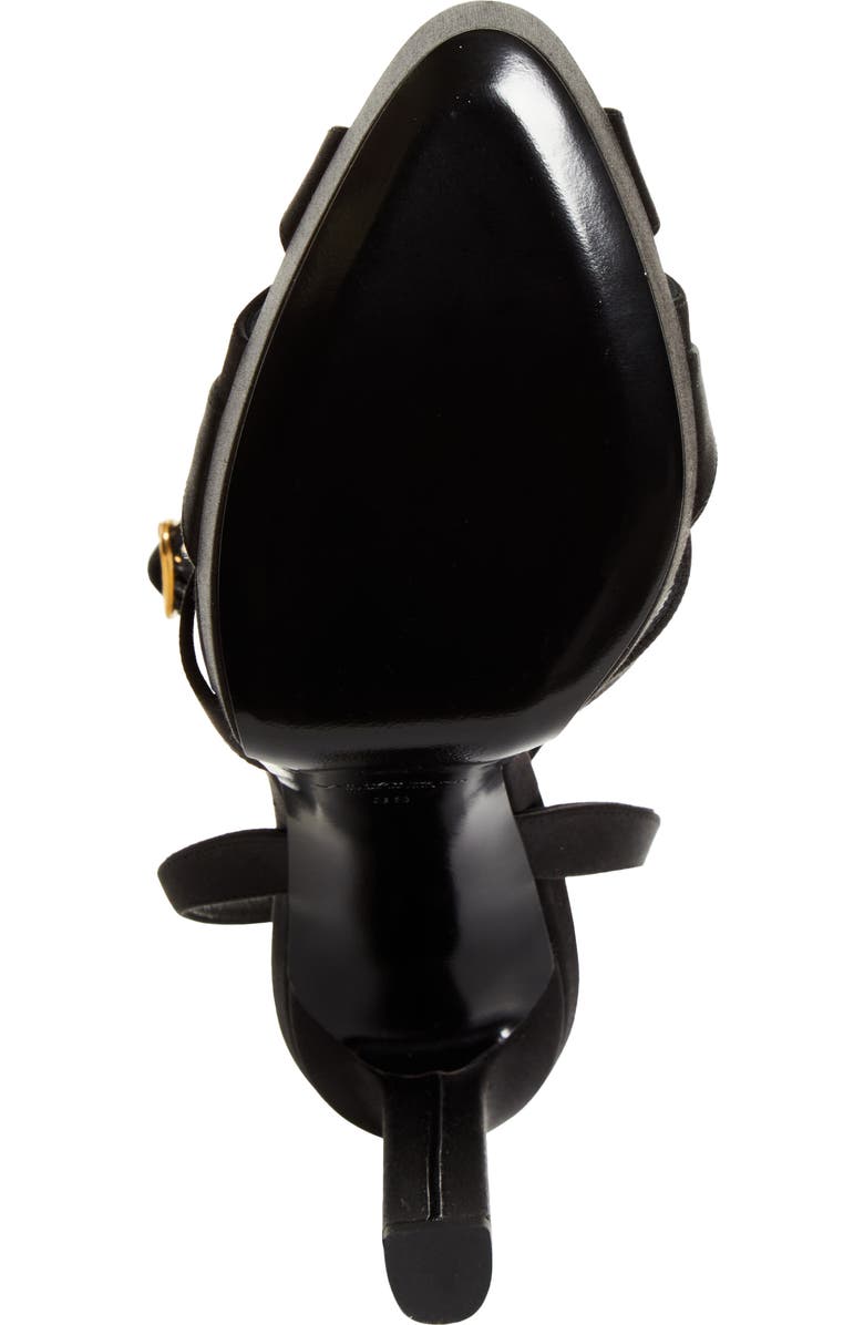 Saint Laurent Chandelle Ankle Strap Platform Sandal, Alternate, color, Black