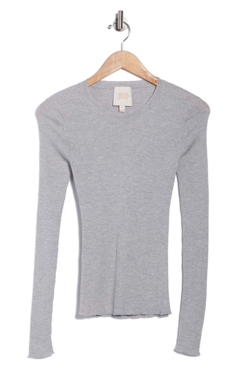 TWP Wool Crewneck Sweater, Alternate, color, Light Heather Grey