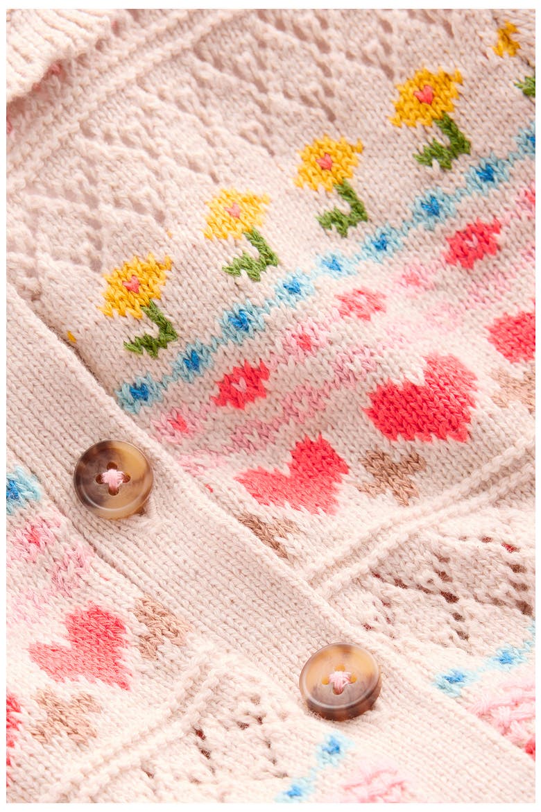 Kids' Collared Fair Isle Cardigan, Alternate, color, OATMEAL FLOWERS FAIR ISLE