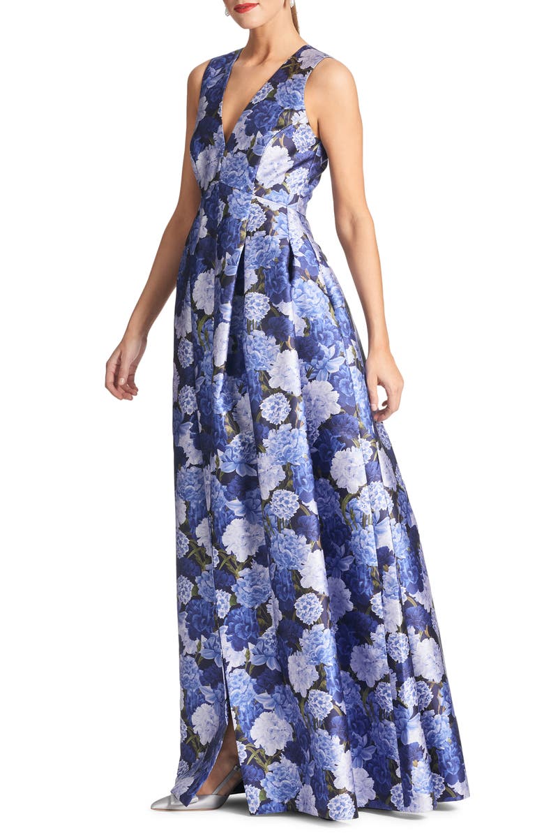 Sachin & Babi Brooke Floral Sleeveless Mikado Gown, Alternate, color, 