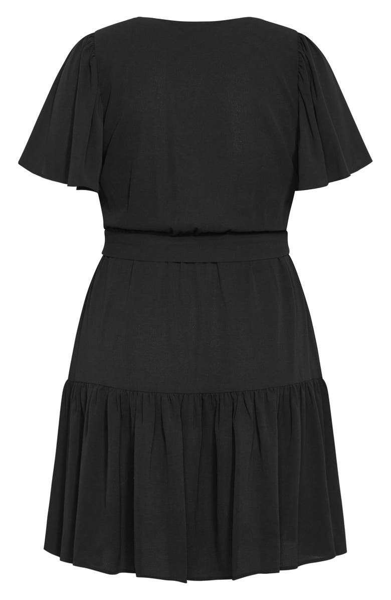 City Chic Catherine Faux Wrap Dress, Alternate, color, Black