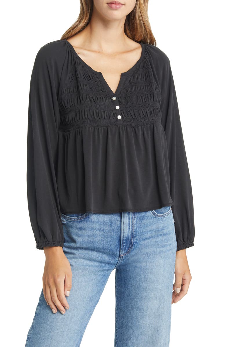 Lucky Brand Smocked Sandwash Top, Main, color,