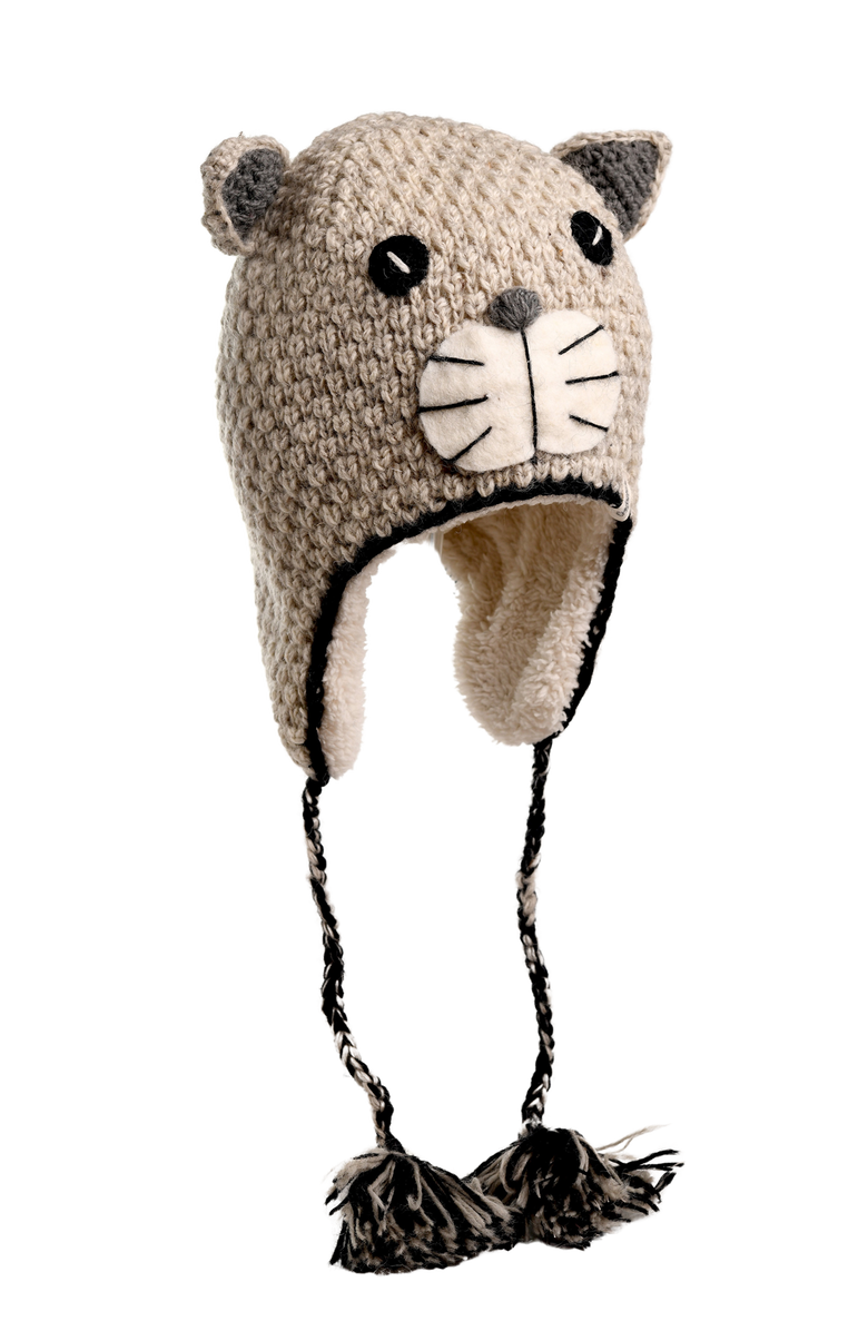 Nirvanna Designs Crochet Shmil the Cat Hat, Alternate, color, White