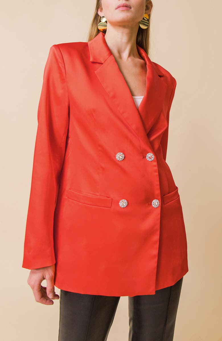FLYING TOMATO Satin Blazer, Alternate, color, Orange