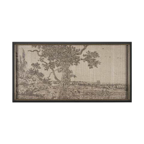 Landscape with an Oak Tree by Hercules Segers a Hand Embellished Framed Decograph Art Print