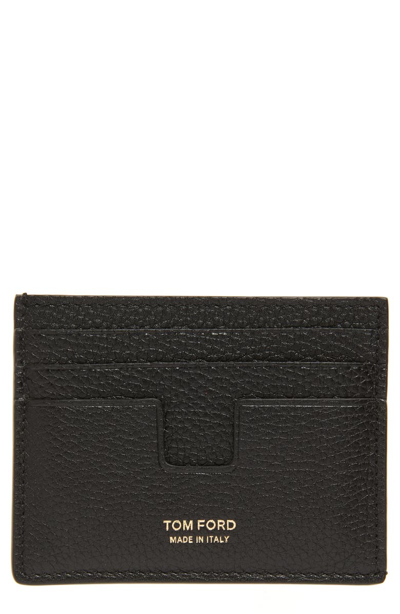 TOM FORD T-Line Soft Grain Card Holder, Main, color, 1N001 Black