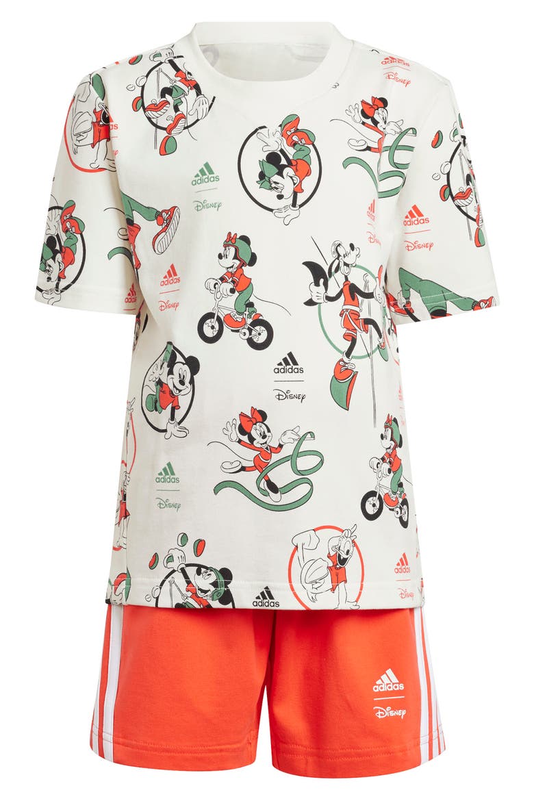 x Disney Kids' Mickey & Friends Allover Print T-Shirt & Shorts Set, Main, color, OFF WHITE/ MULTICOLOR