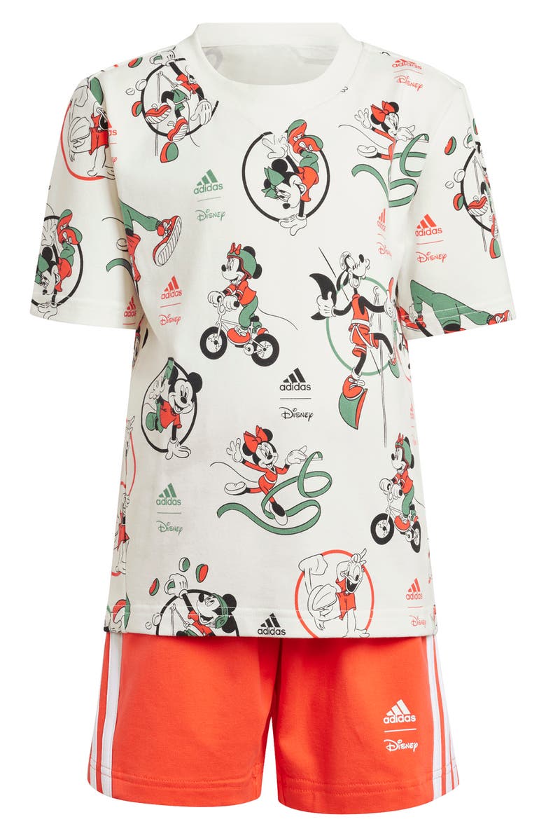 adidas x Disney Kids' Mickey & Friends Allover Print T-Shirt & Shorts Set, Main, color, 