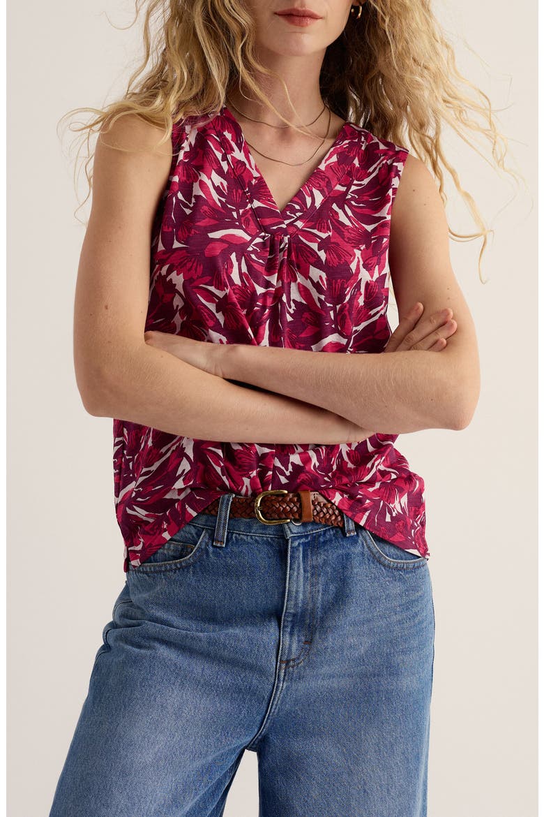 Achilla Floral Organic Cotton Top, Main, color, ABSTRACT PROTEA BRIGHT RADISH