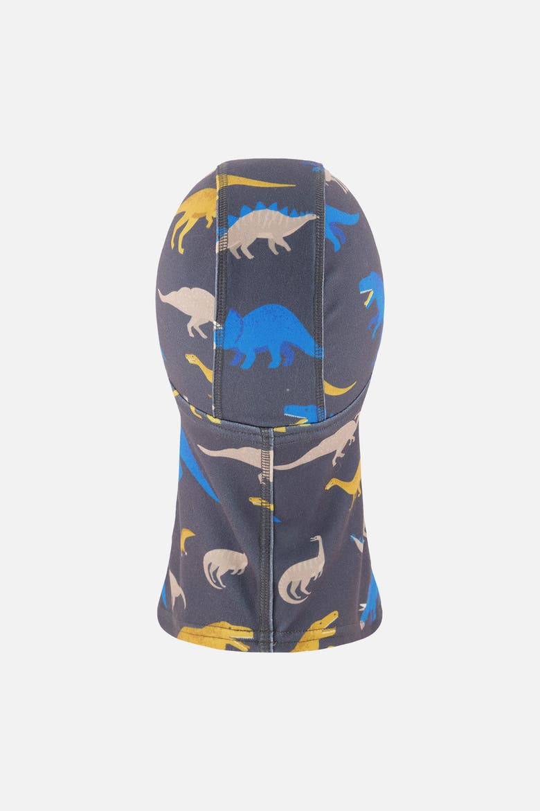 Dinosaur Brushed Jersey Reflective Stretch Balaclava, Alternate, color, Grey and Blue Dinosaur Print