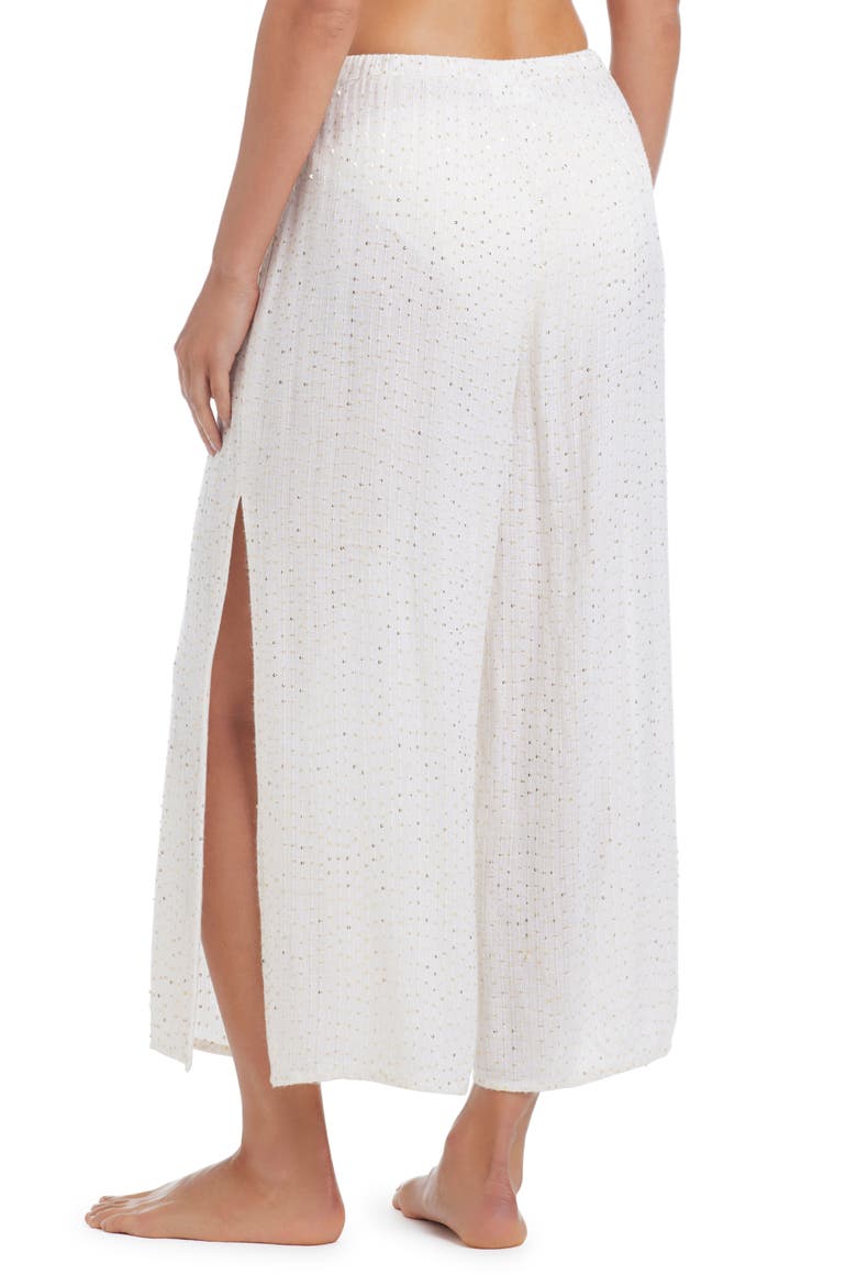 Sequin Embellished Side Slit Cover-Up Pants, Alternate, color, WHITE