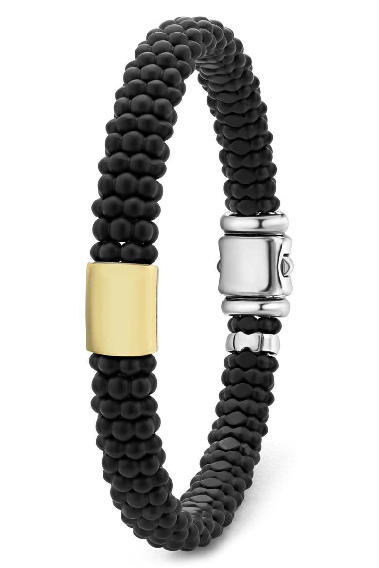 Men's Anthem Matte Black Ceramic Caviar Beaded Bracelet, Alternate, color, SILVER