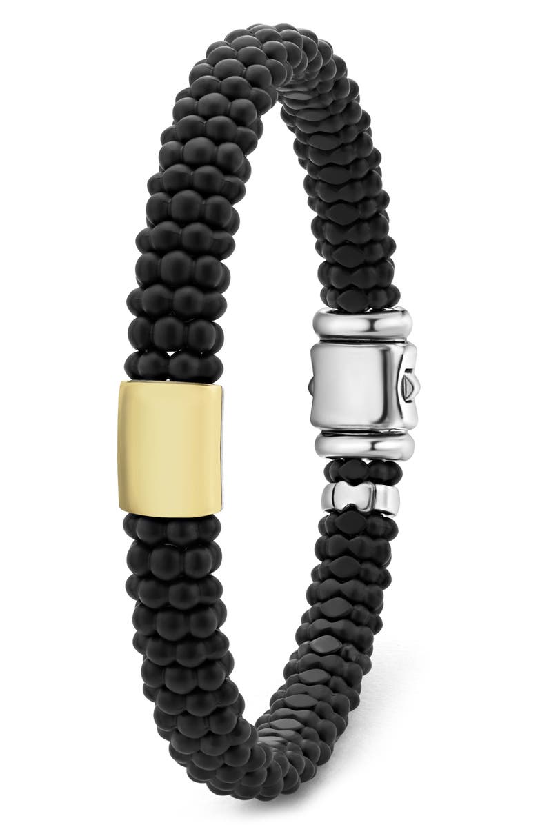 LAGOS Men's Anthem Matte Black Ceramic Caviar Beaded Bracelet, Alternate, color, Silver