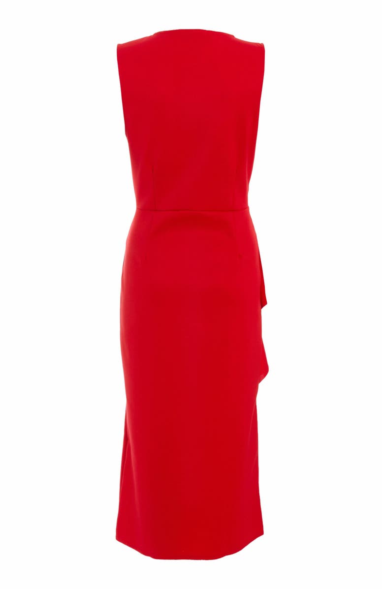 QUIZ Scuba Crepe Wrap Frill Midi Dress, Alternate, color, Red