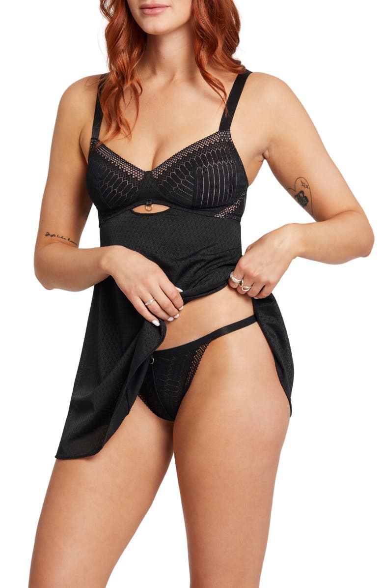 Montelle Intimates Simple Pleasures Chemise & G-String Set, Alternate, color, 