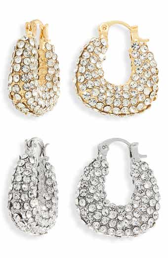 NATASHA Set of 2 Pavé Crystal Huggie Hoop Earrings