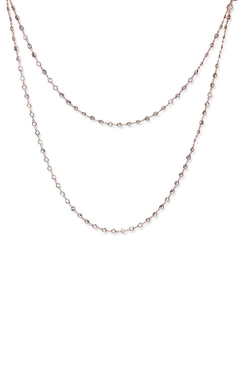 Cubic Zirconia Station Chain Layered Necklace