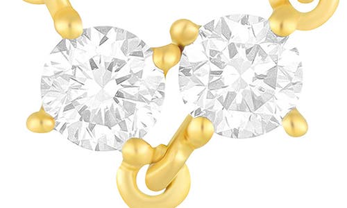 Ef Collection Single Diamond Double Stud Chain Drop Earring