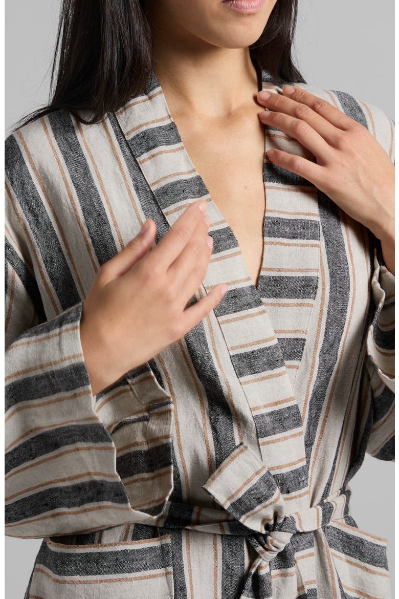 Stripe Linen Robe, Alternate, color, NATURAL WITH SOFT BLACK