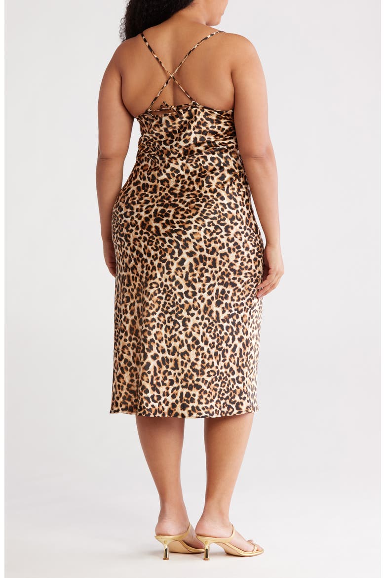Leopard Satin Midi Slipdress, Alternate, color, CHOCOLATE
