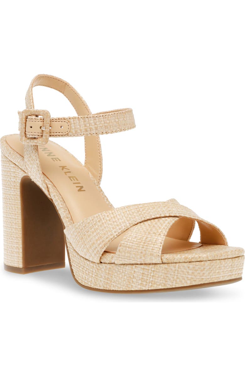 Anne Klein Zada Platform Sandal, Main, color, Natural Raffia