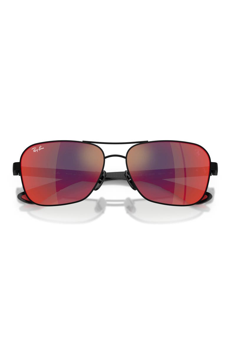 x Scuderia Ferrari 58mm Square Sunglasses, Alternate, color, MATTE BLACK / DARK GREY