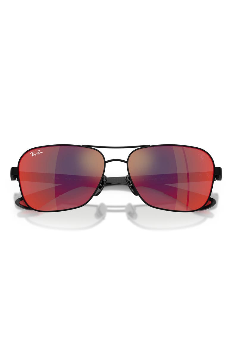 Ray-Ban x Scuderia Ferrari 58mm Square Sunglasses, Alternate, color, Matte Black / Dark Grey