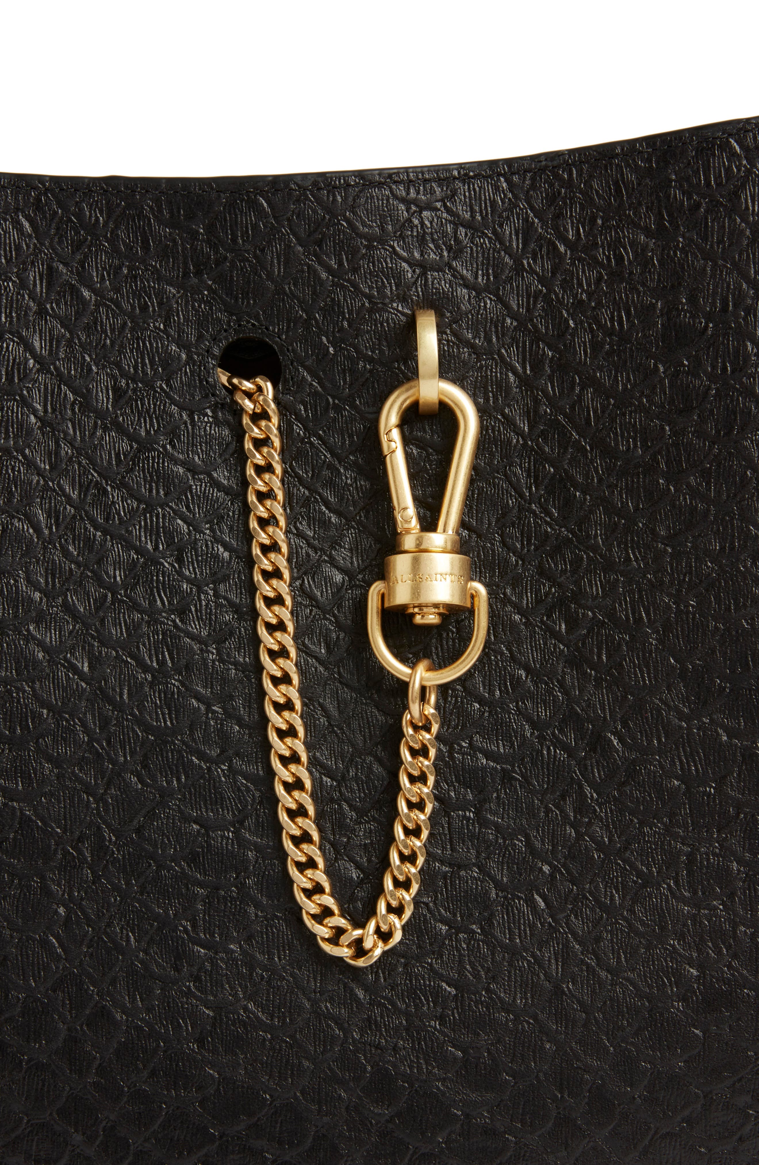 AllSaints Beaumont Snake Embossed Leather Hobo Bag, Alternate, color, 