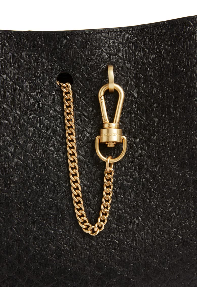 AllSaints Beaumont Snake Embossed Leather Hobo Bag, Alternate, color,