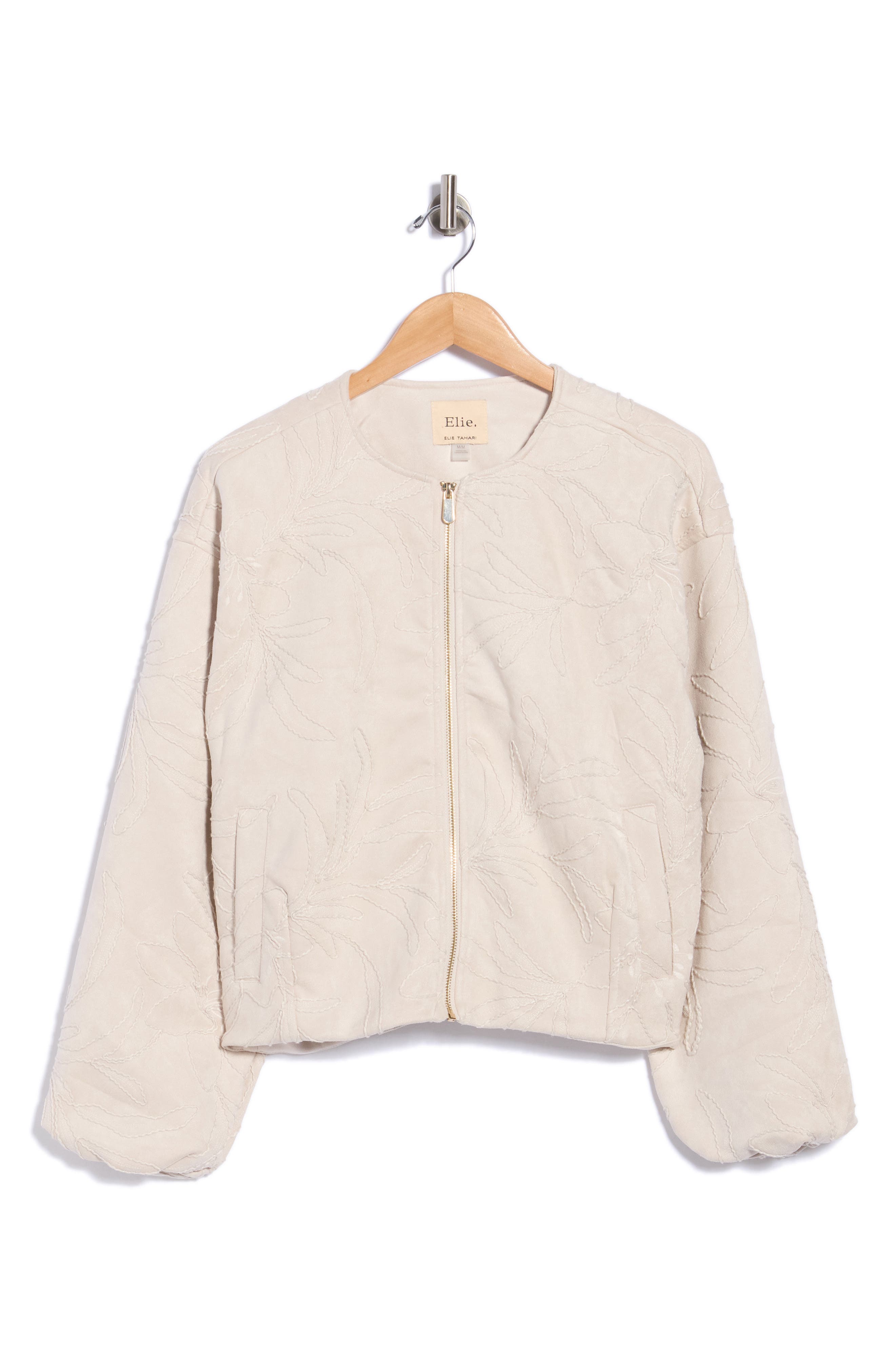 Embroidered Cropped Bomber Jacket
