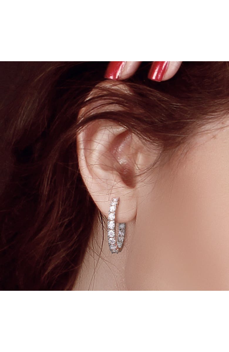 Julianna B. Moissanite Hinged Hoop Earrings, Alternate, color, Sterling Silver